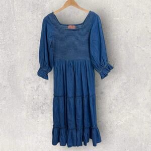 Jessakae denim smocked midi dress
